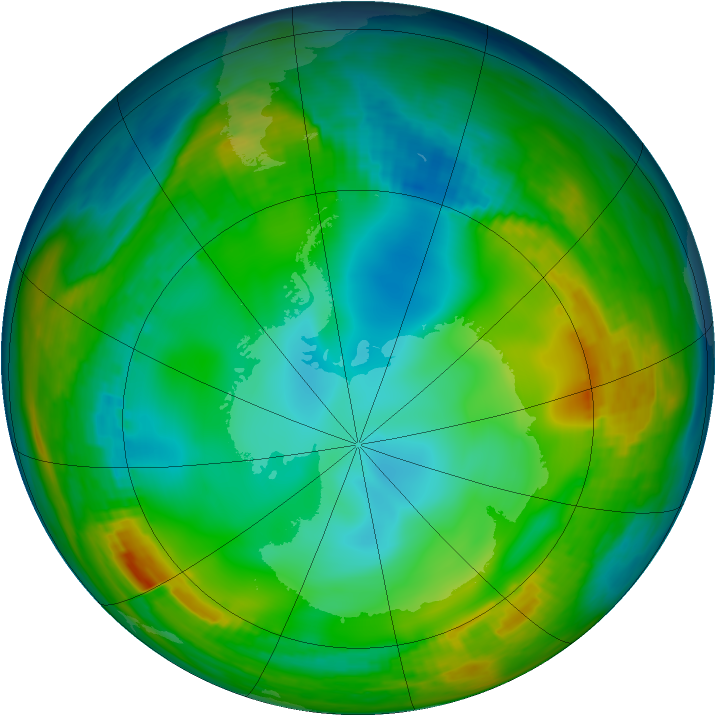 Antarctic ozone map for 24 June 1980